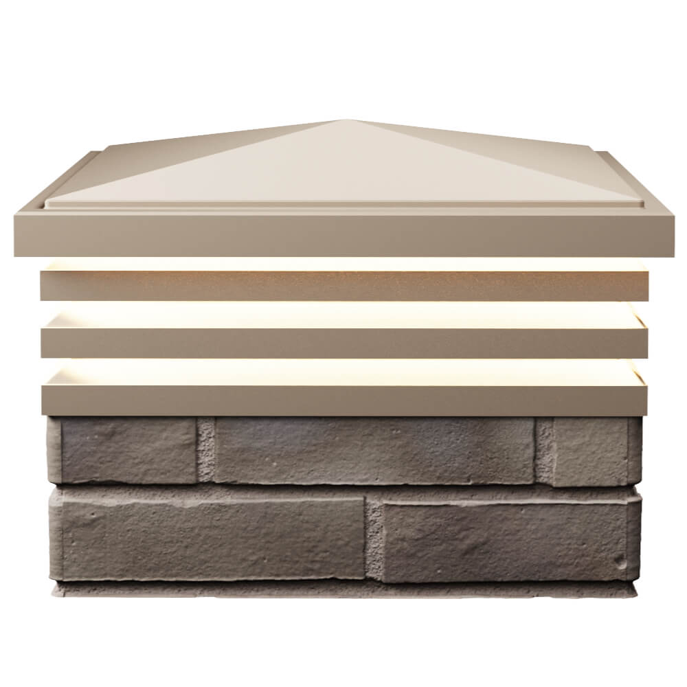 Колпак Zking Бона ХайТек Бежевый на столб 1.5х1.5 кирпича (385х385мм) с подсветкой в Тайшете фото