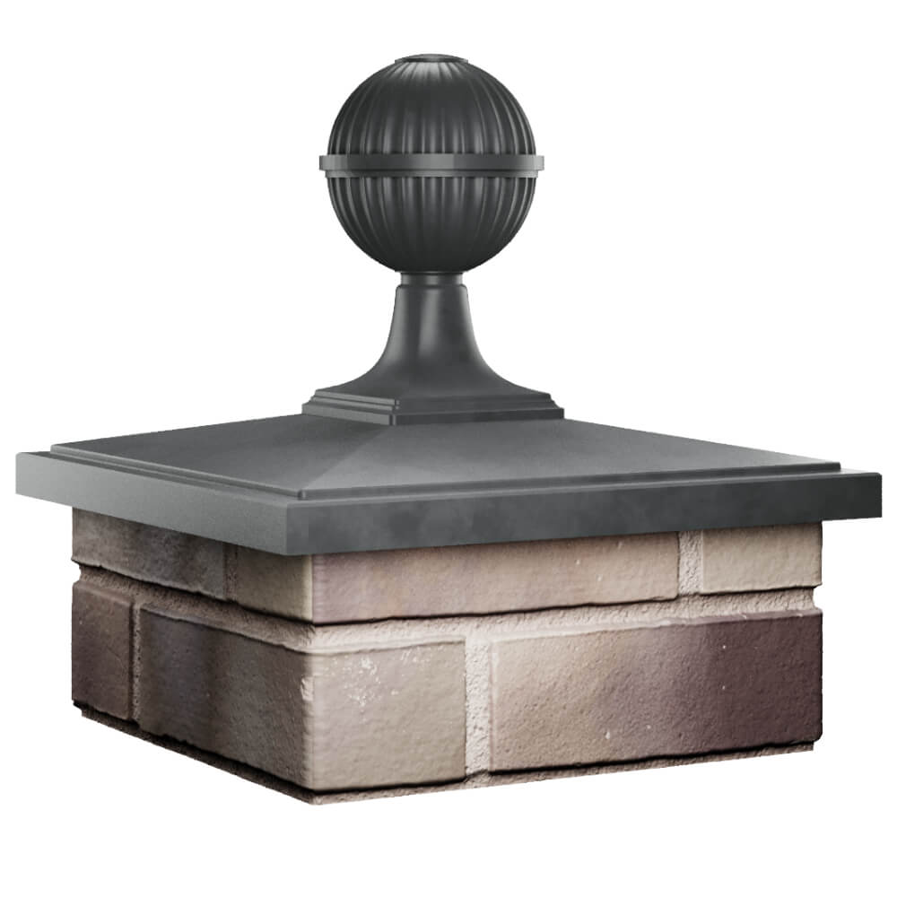Колпак Zking БонаМоно Серый с шаром на столб 1.5х1.5 кирпича (385х385, 400х400мм) в сборе в Тайшете фото