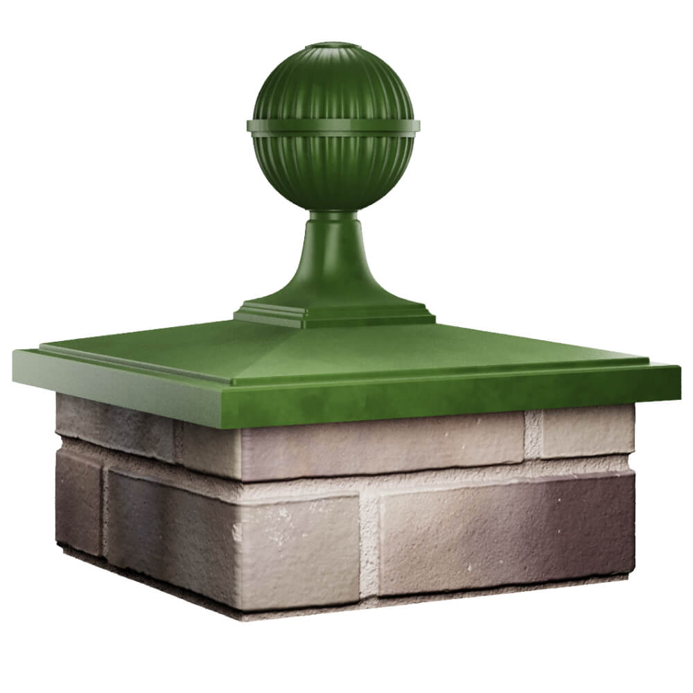 Колпак Zking БонаМоно Зеленый с шаром на столб 1.5х1.5 кирпича (385х385, 400х400мм) в сборе в Тайшете фото