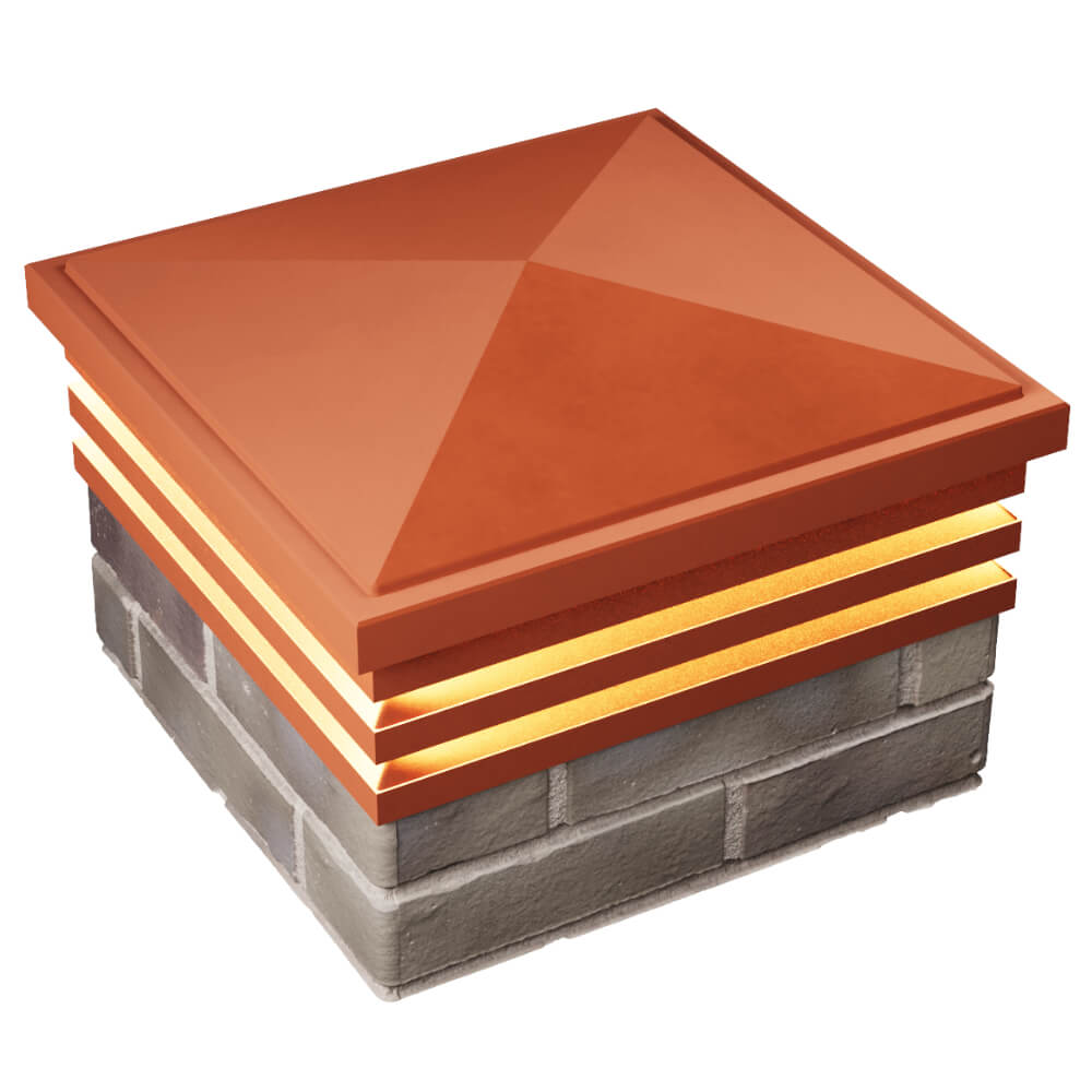 Колпак Zking Бона ХайТек Красный на столб 1.5х1.5 кирпича (385х385мм) с подсветкой в Тайшете фото