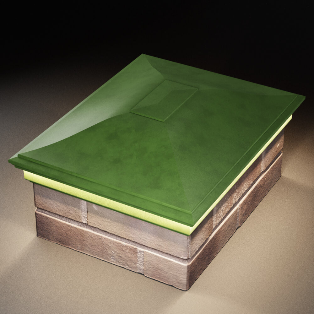 Колпак Zking Монблан Зеленый на столб 2х1.5 кирпича (515х385мм) c подсветкой в Тайшете фото