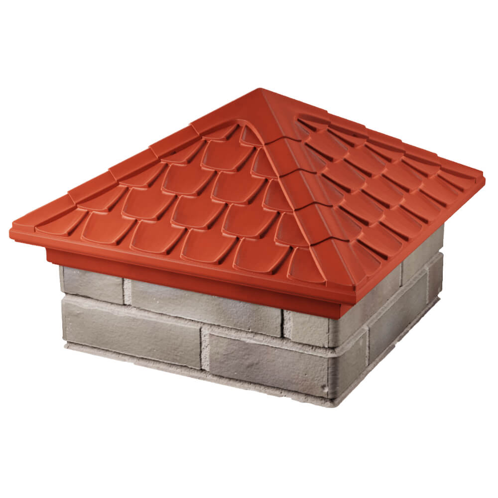 Колпак Zking Эльбрус Красный на столб 1.5х1.5 кирпича (385х385мм) в Тайшете фото