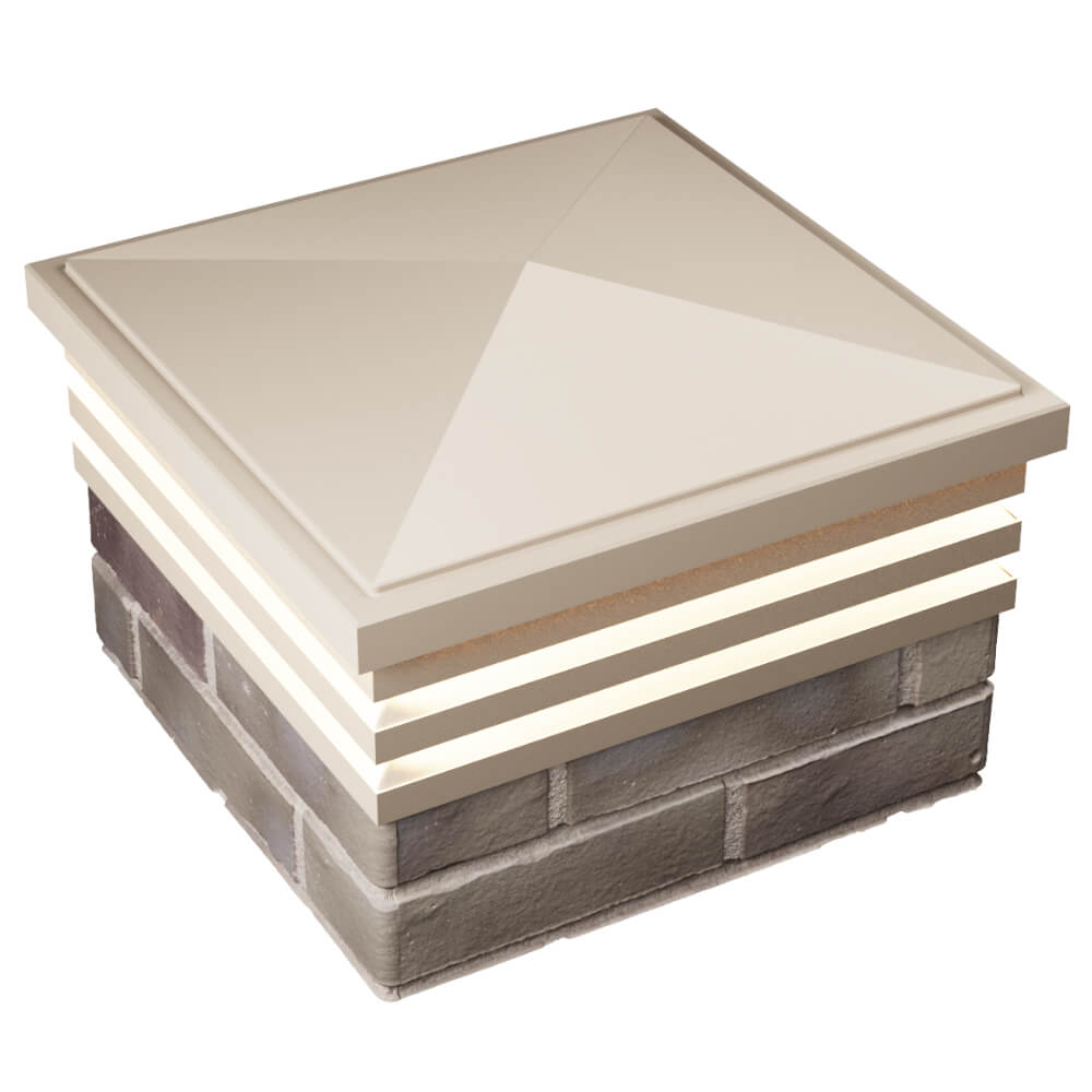 Колпак Zking Бона ХайТек Бежевый на столб 1.5х1.5 кирпича (385х385мм) с подсветкой в Тайшете фото