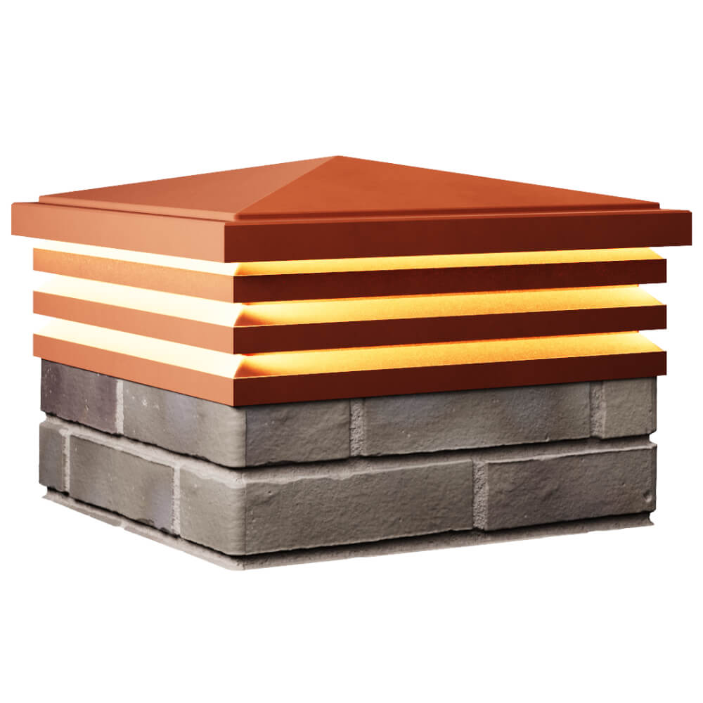 Колпак Zking Бона ХайТек Красный на столб 1.5х1.5 кирпича (385х385мм) с подсветкой в Тайшете фото