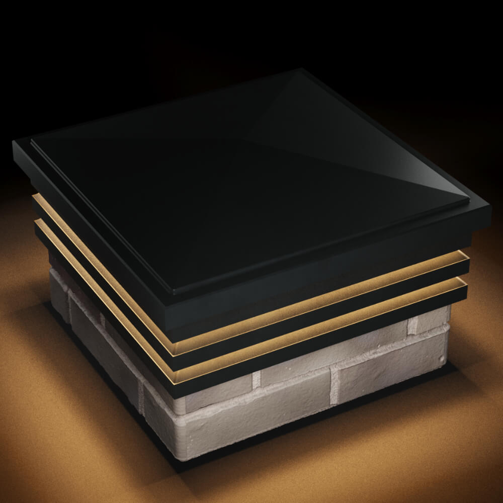 Колпак Zking Бона ХайТек Черный на столб 1.5х1.5 кирпича (385х385мм) с подсветкой в Тайшете фото