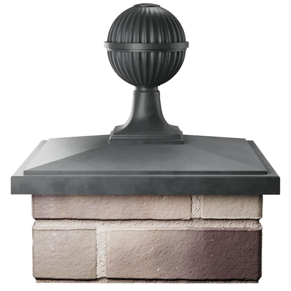 Колпак Zking БонаМоно Серый с шаром на столб 1.5х1.5 кирпича (385х385, 400х400мм) в сборе Тайшет фото