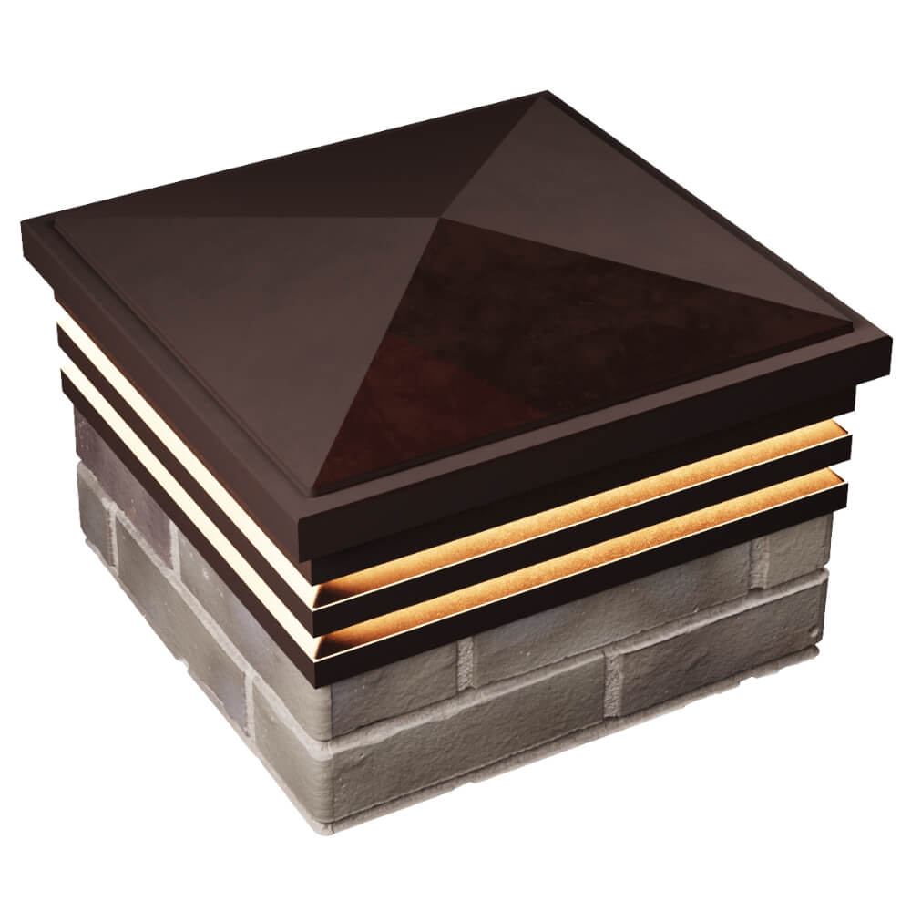 Колпак Zking Бона ХайТек Коричневый на столб 1.5х1.5 кирпича (385х385мм) с подсветкой в Тайшете фото