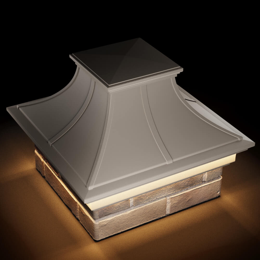 Колпак Zking Монблан Премиум Бежевый на столб 1.5х1.5 кирпича (385х385мм) с подсветкой в Тайшете фото