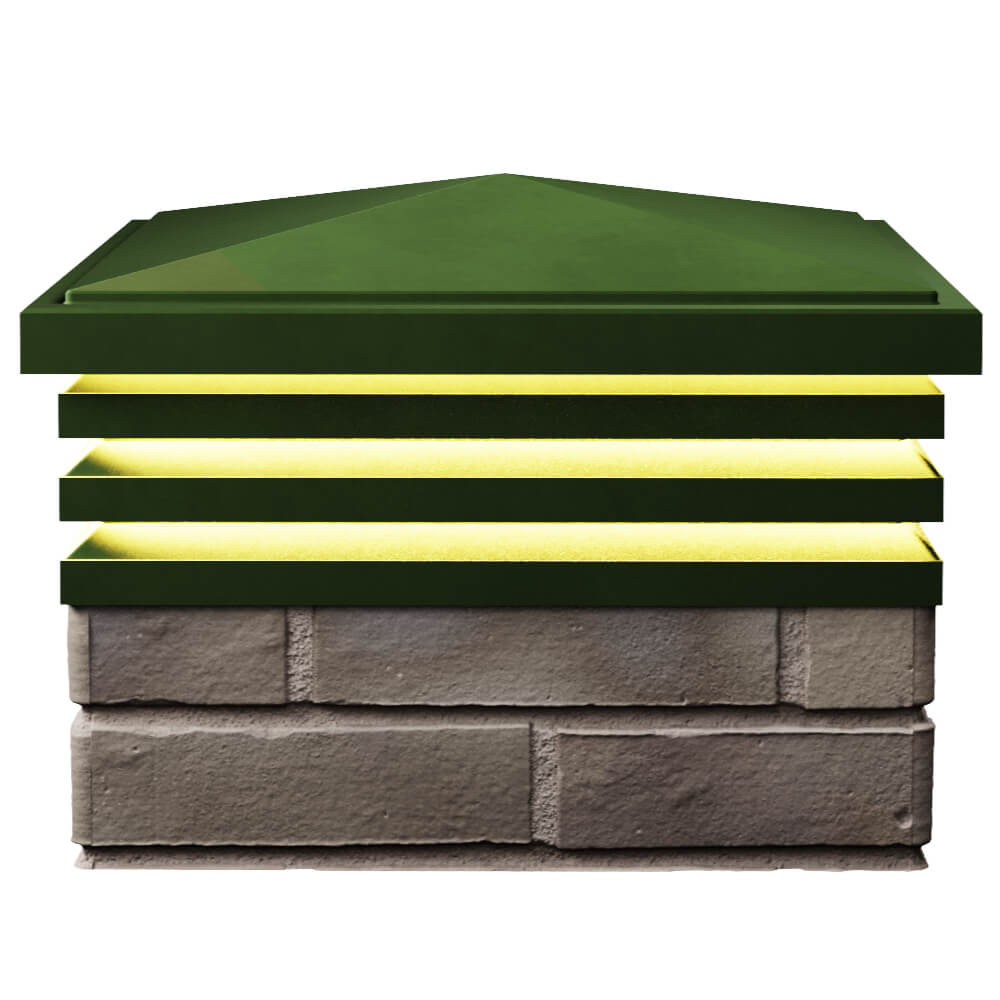 Колпак Zking Бона ХайТек Зеленый на столб 1.5х1.5 кирпича (385х385мм) с подсветкой в Тайшете фото