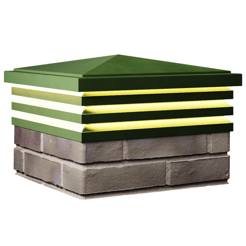 Колпак Zking Бона ХайТек Зеленый на столб 1.5х1.5 кирпича (385х385мм) с подсветкой в Тайшете фото