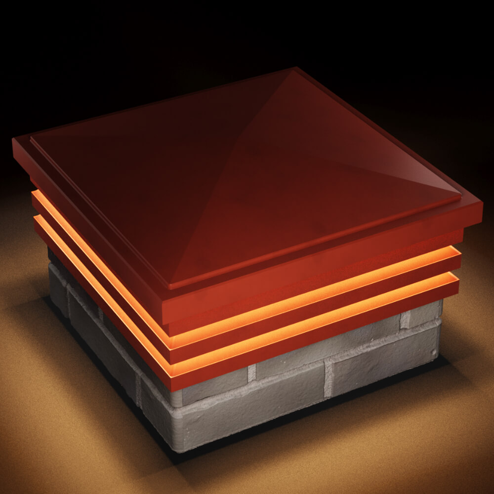 Колпак Zking Бона ХайТек Красный на столб 1.5х1.5 кирпича (385х385мм) с подсветкой в Тайшете фото