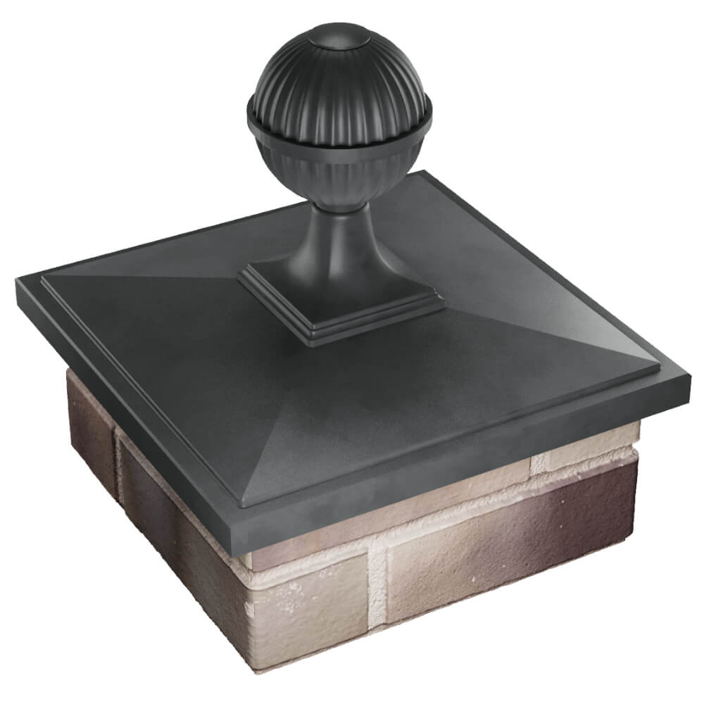 Колпак Zking БонаМоно Серый с шаром на столб 1.5х1.5 кирпича (385х385, 400х400мм) в сборе в Тайшете фото