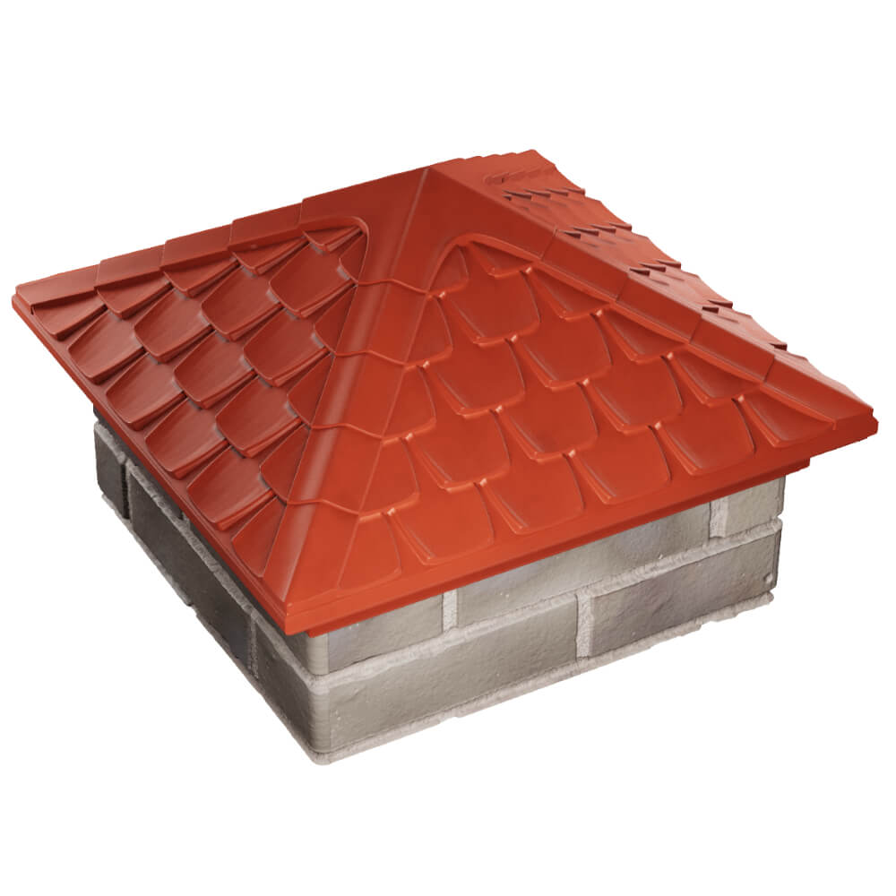 Колпак Zking Эльбрус Красный на столб 1.5х1.5 кирпича (385х385мм) в Тайшете фото