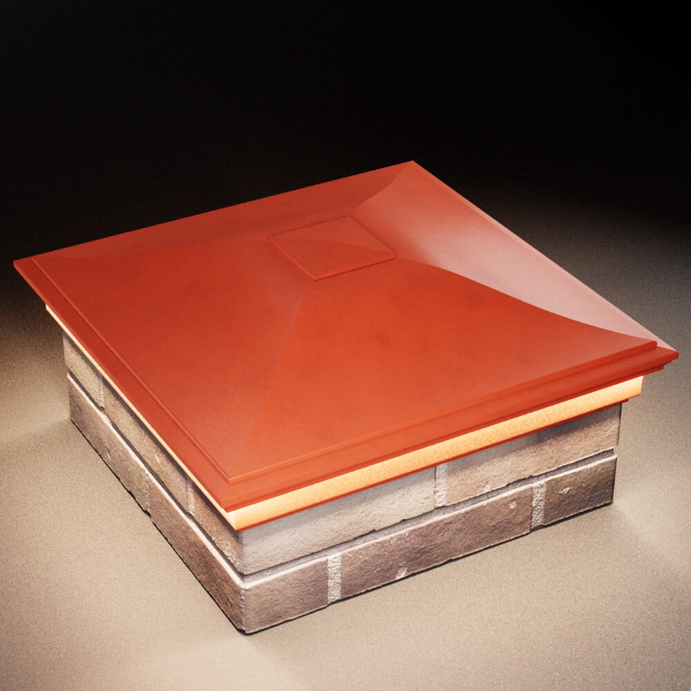 Колпак Zking Монблан Красный на столб 2х2 кирпича (515х515мм) c подсветкой в Тайшете фото