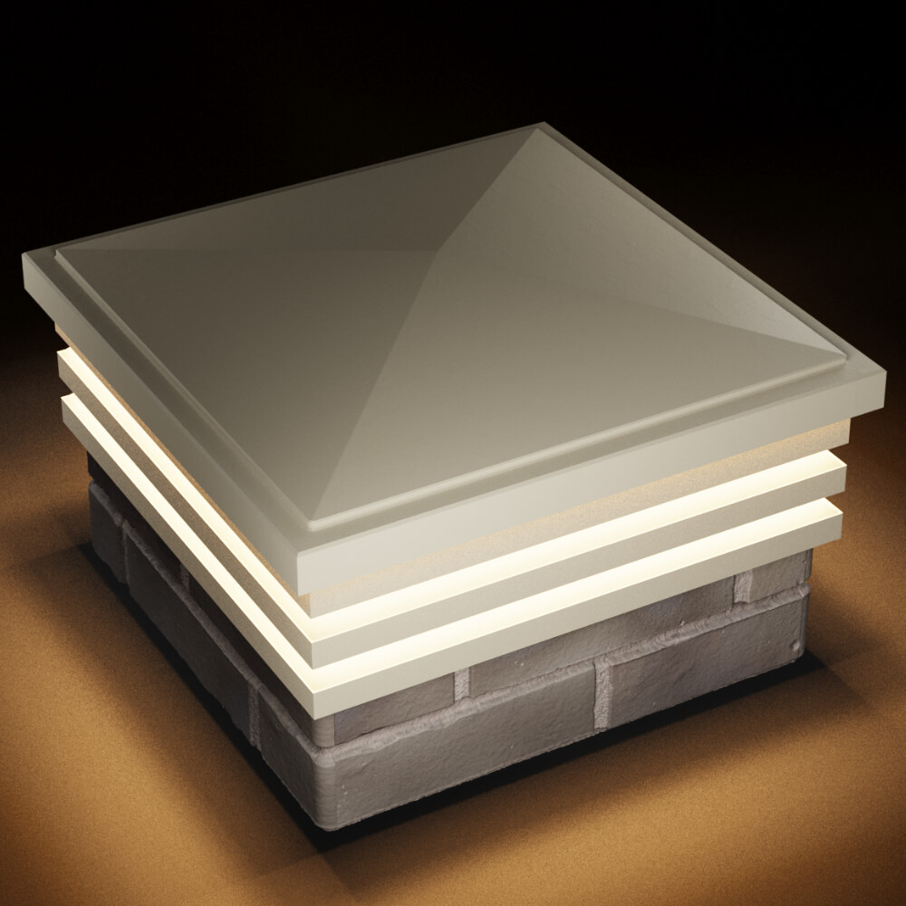 Колпак Zking Бона ХайТек Бежевый на столб 1.5х1.5 кирпича (385х385мм) с подсветкой в Тайшете фото