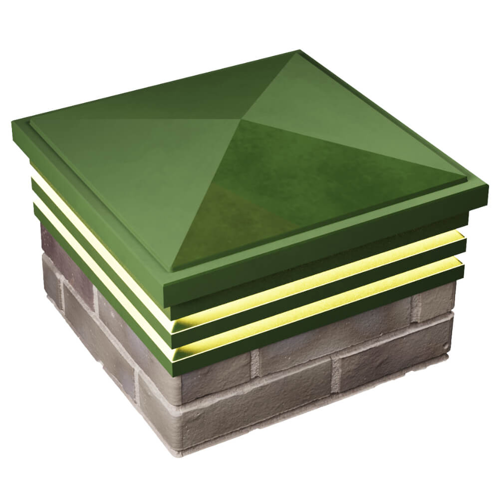 Колпак Zking Бона ХайТек Зеленый на столб 1.5х1.5 кирпича (385х385мм) с подсветкой в Тайшете фото