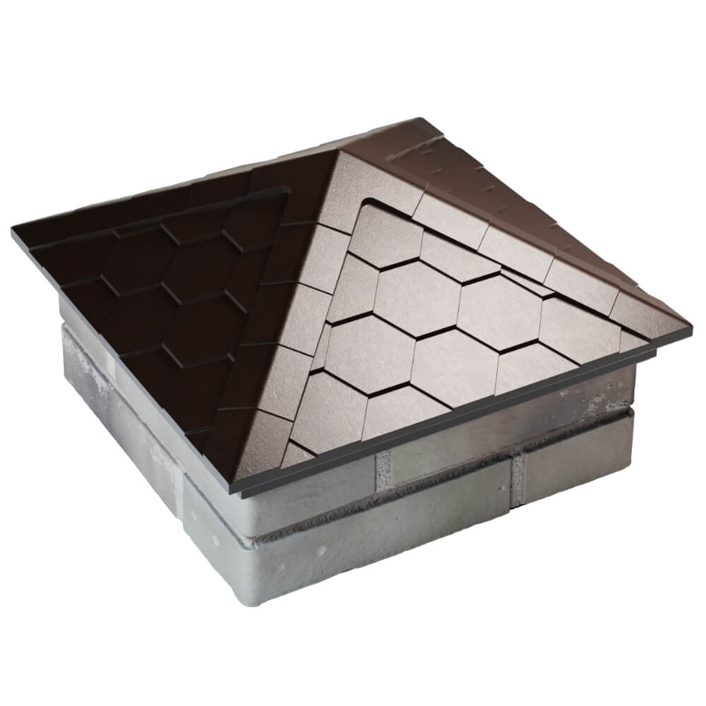 Колпак Zking Эверест Коричневый на столб 1.5х1.5 кирпича (390х390мм) в Тайшете фото