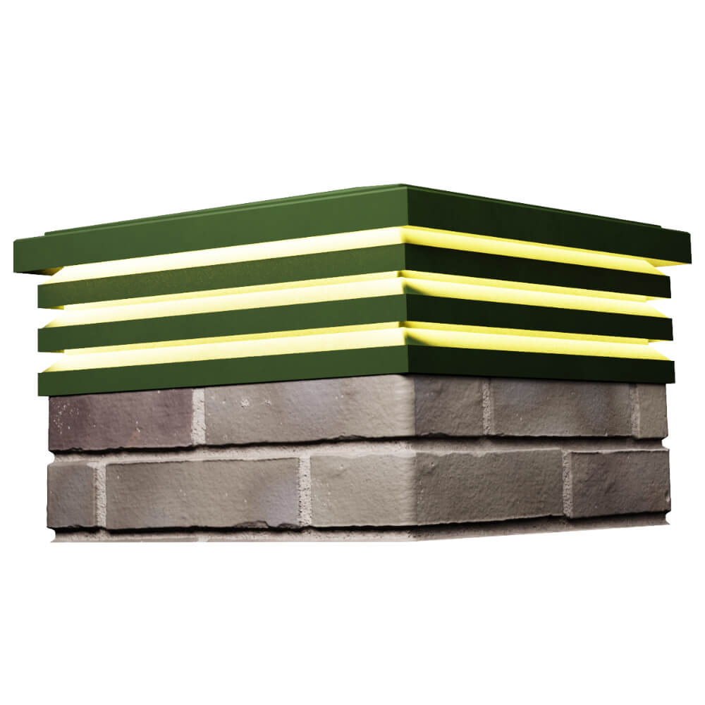 Колпак Zking Бона ХайТек Зеленый на столб 1.5х1.5 кирпича (385х385мм) с подсветкой в Тайшете фото