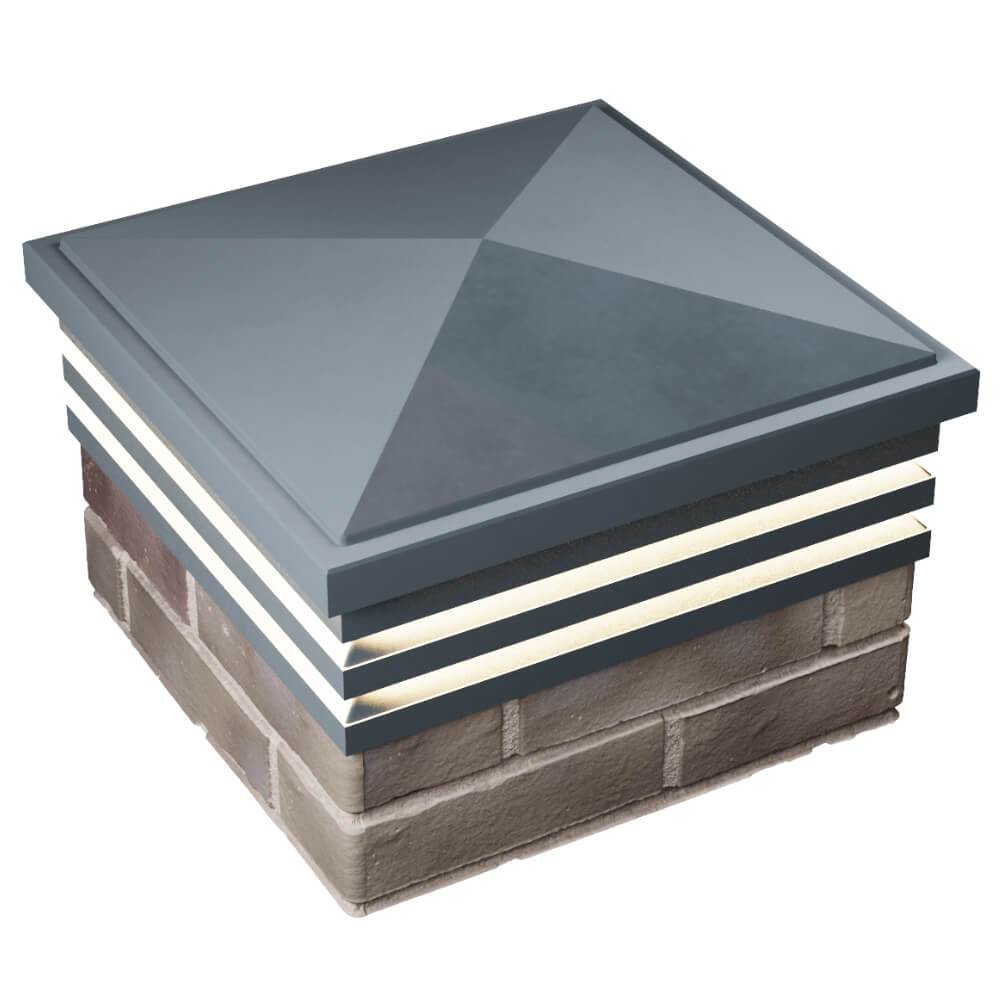 Колпак Zking Бона ХайТек Серый на столб 1.5х1.5 кирпича (385х385мм) с подсветкой в Тайшете фото