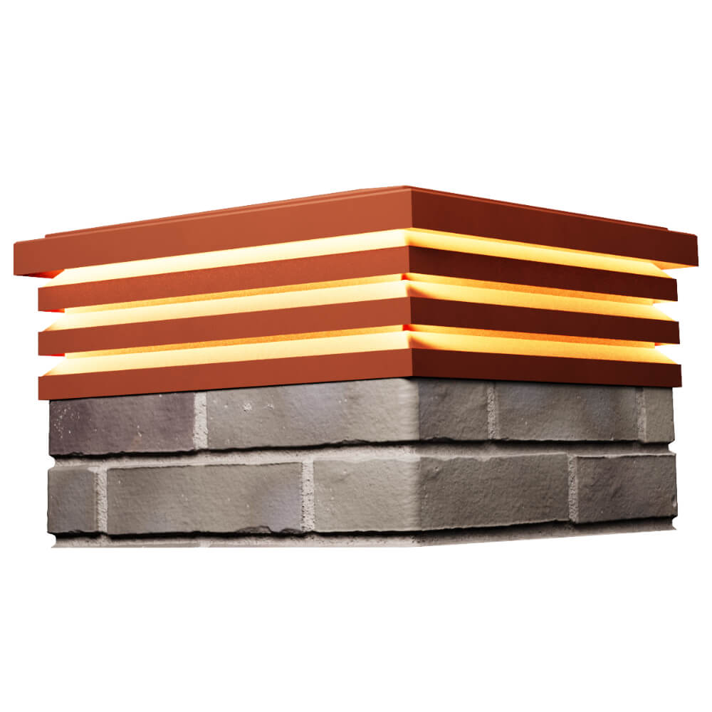 Колпак Zking Бона ХайТек Красный на столб 1.5х1.5 кирпича (385х385мм) с подсветкой в Тайшете фото