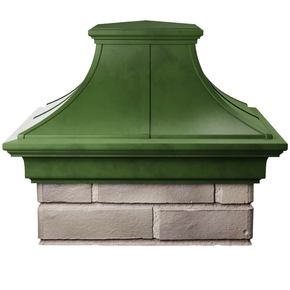 Колпак Zking Монблан Премиум Зеленый на столб 1.5х1.5 кирпича (385х385мм) Тайшет фото