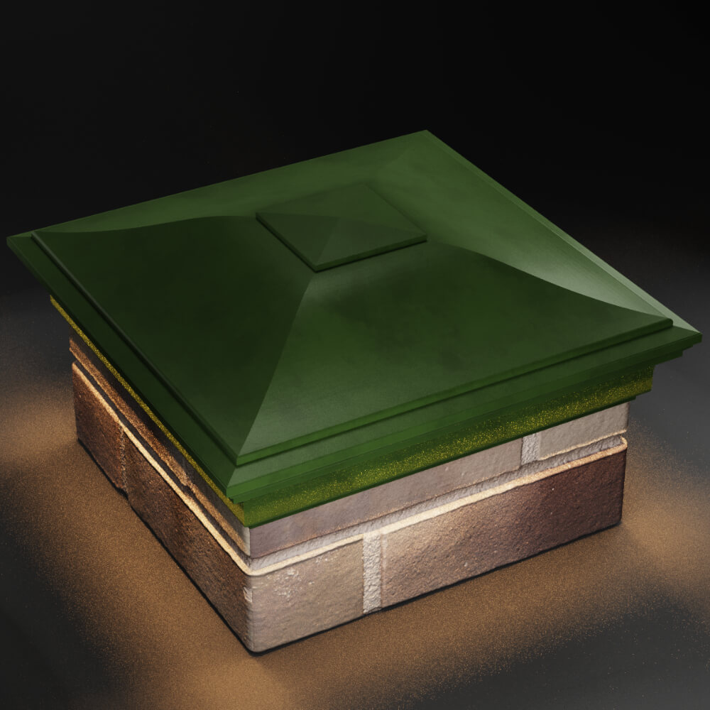 Колпак Zking Монблан Зеленый на столб 1.5х1.5 кирпича (385х385мм) с подсветкой в Тайшете фото