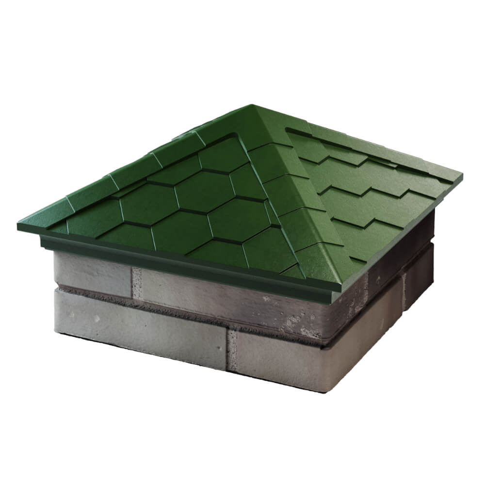 Колпак Zking Эверест Зеленый на столб 1.5х1.5 кирпича (390х390мм) в Тайшете фото