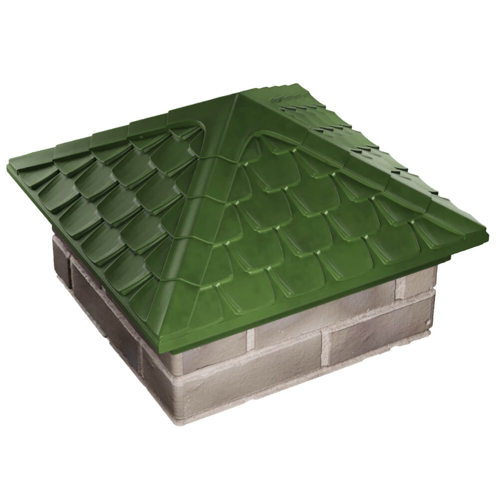 Колпак Zking Эльбрус Зеленый на столб 1.5х1.5 кирпича (385х385мм) в Тайшете фото