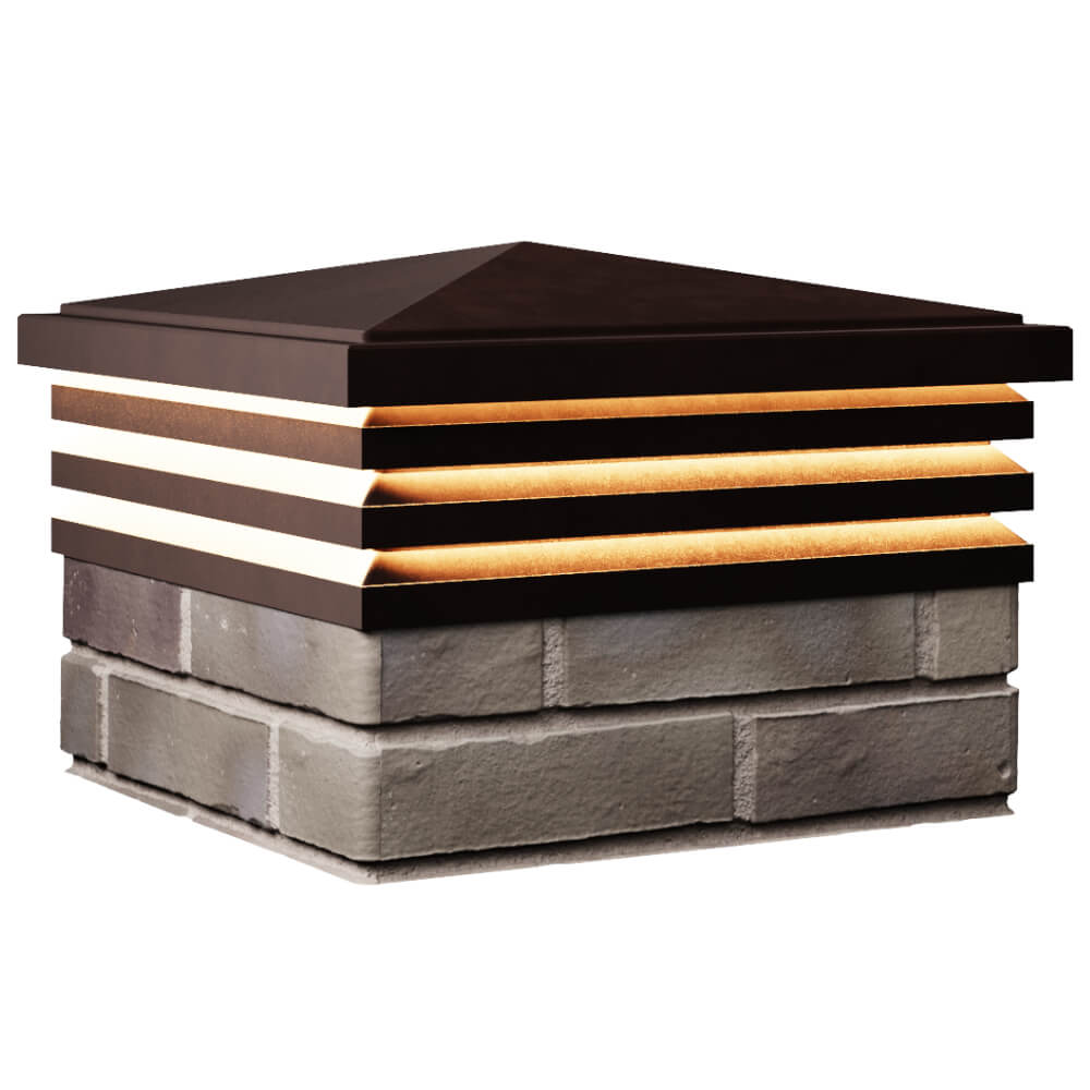 Колпак Zking Бона ХайТек Коричневый на столб 1.5х1.5 кирпича (385х385мм) с подсветкой в Тайшете фото