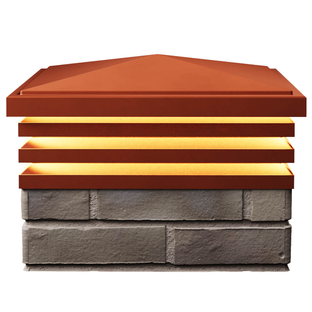 Колпак Zking Бона ХайТек Красный на столб 1.5х1.5 кирпича (385х385мм) с подсветкой в Тайшете фото