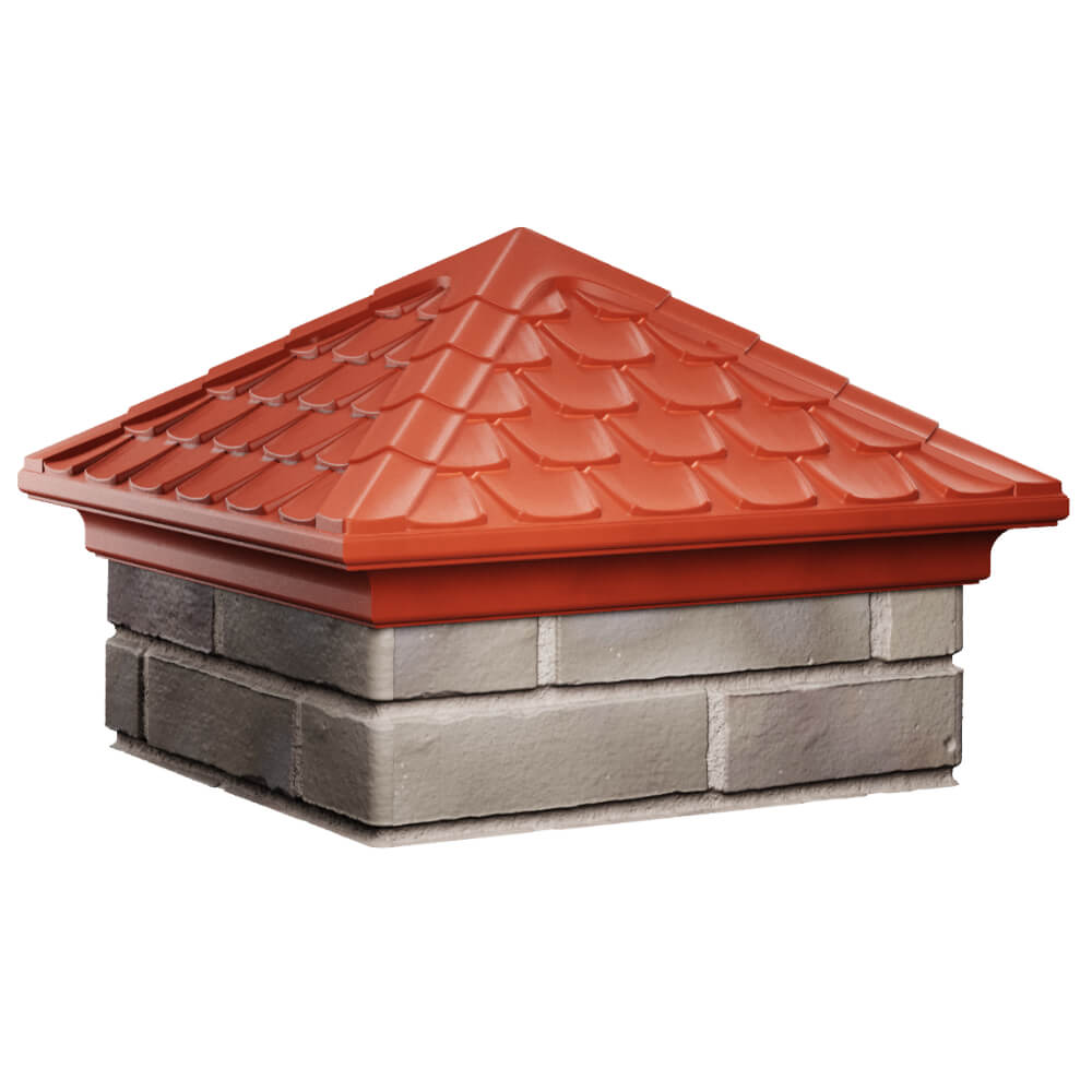 Колпак Zking Эльбрус Красный на столб 1.5х1.5 кирпича (385х385мм) в Тайшете фото