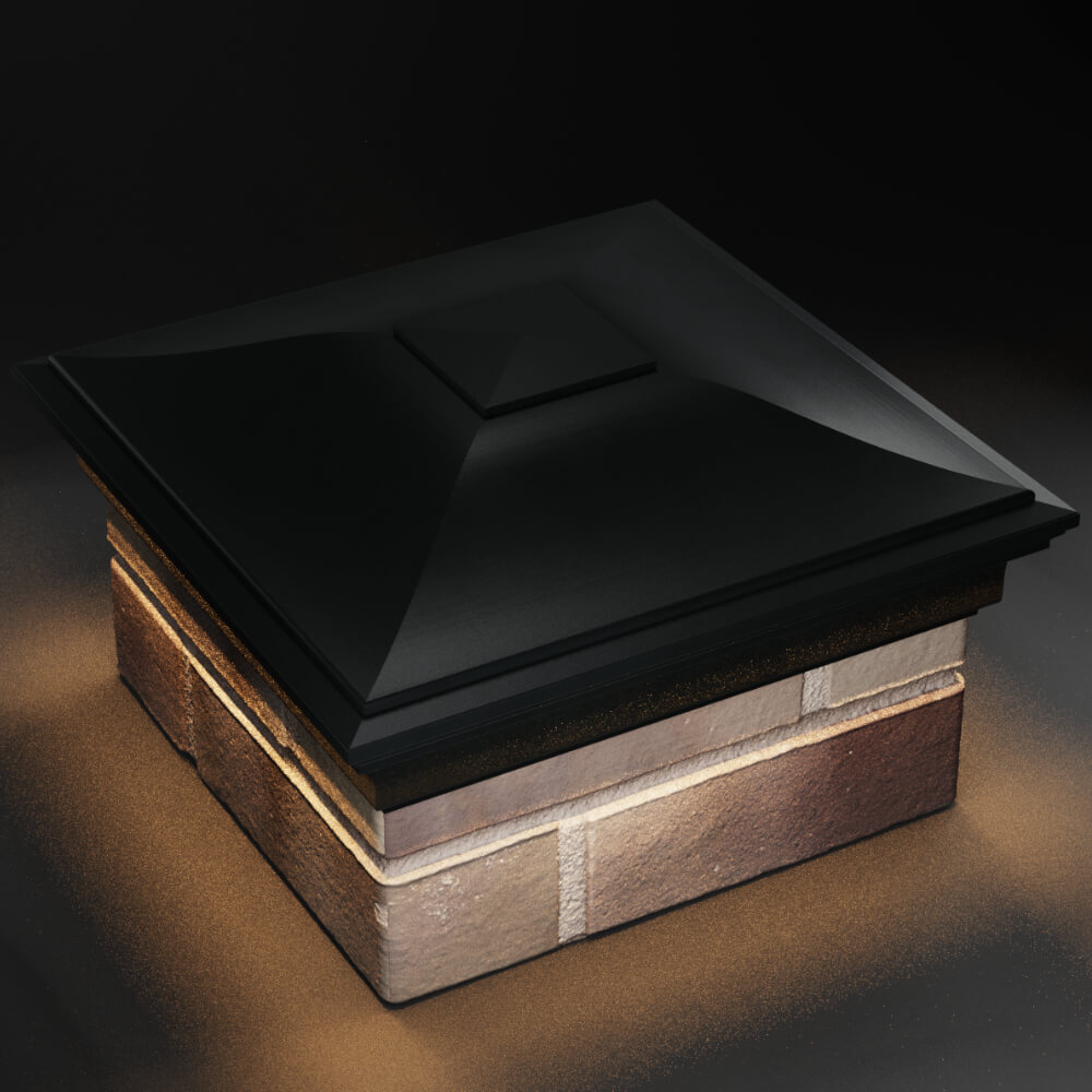 Колпак Zking Монблан Черный на столб 1.5х1.5 кирпича (385х385мм) с подсветкой в Тайшете фото