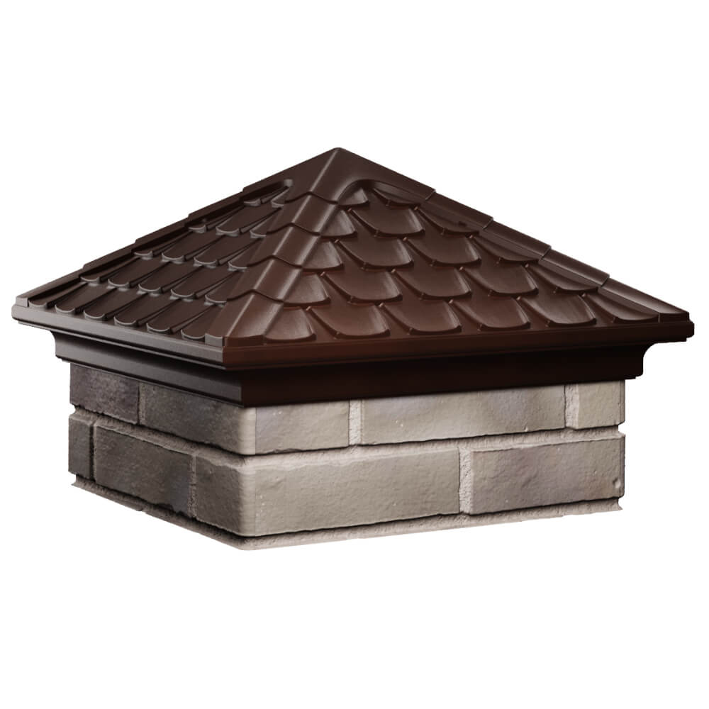 Колпак Zking Эльбрус Коричневый на столб 1.5х1.5 кирпича (385х385мм) в Тайшете фото