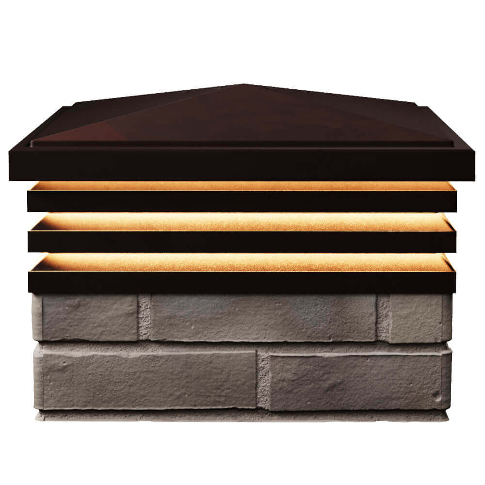 Колпак Zking Бона ХайТек Коричневый на столб 1.5х1.5 кирпича (385х385мм) с подсветкой в Тайшете фото